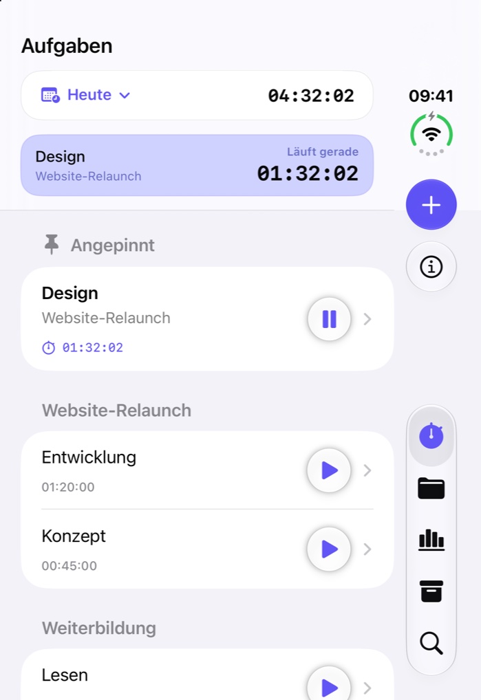 Außen: kompakt Zeit erfassen